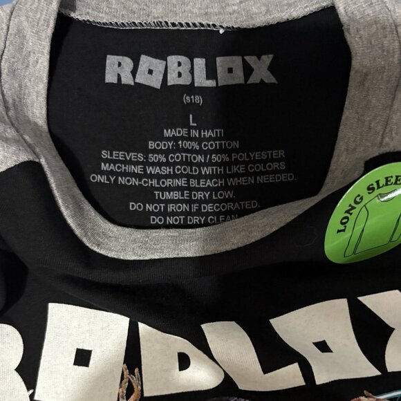 NWT-Roblox Long Sleeve Tee –Black & Gray- Youth Sizes M, L, XL - Picture 5 of 5